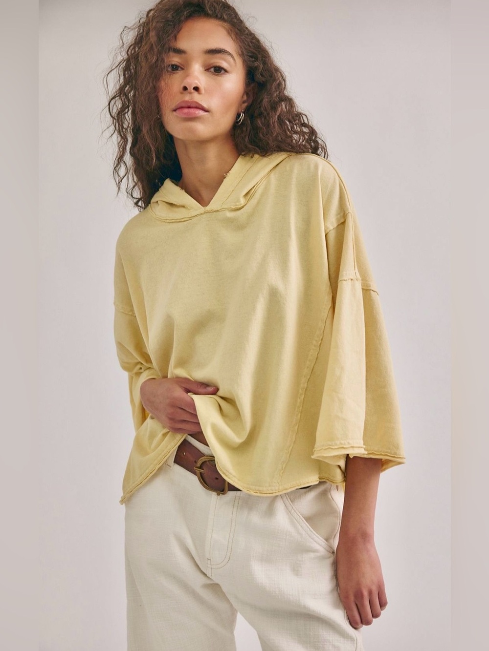 NWT FREE PEOPLE WE THE FREE COME AND GO HOODIE CORN HUSK - Picture 1 of 4